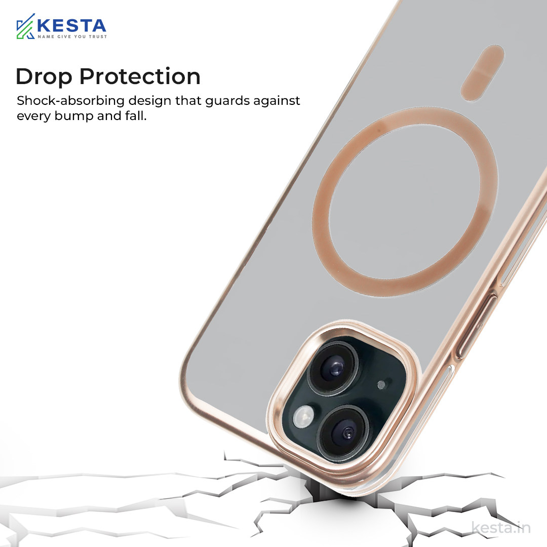 iPhone 15 Cover - Notify Popup Gold Transparent Case (Camera Sink Protection & Wireless Charging Optimized)